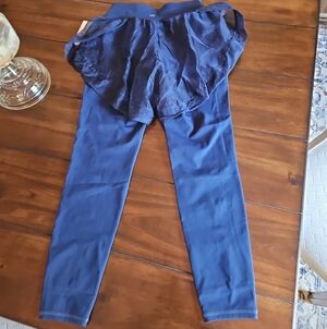 Womens Navy Blue Skirted Leggings